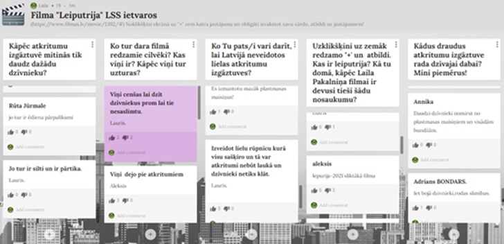 5.b  klases skolēnu atbildes padlet sienā